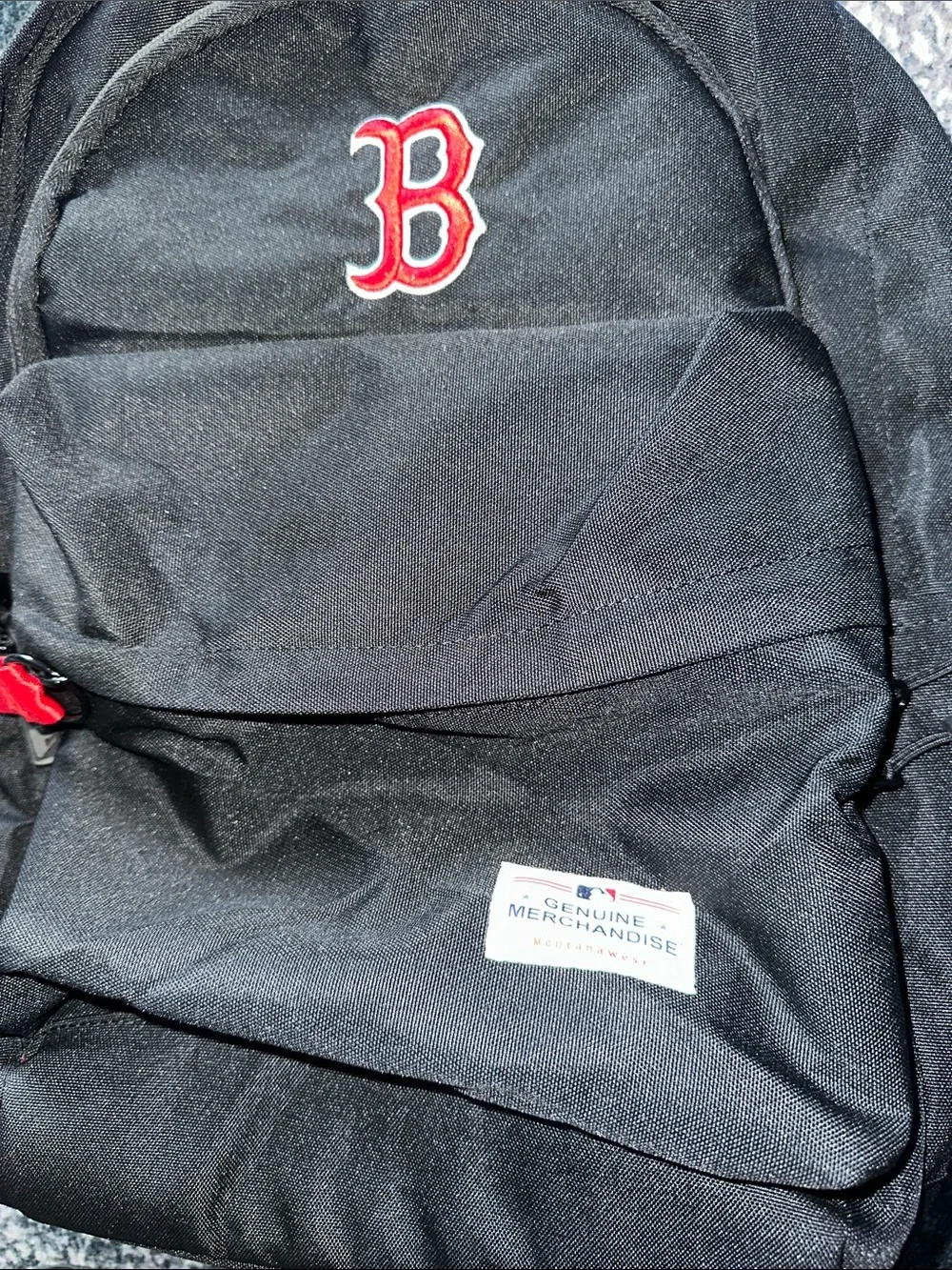 MLB Black Backpack with Red Boston B Logo